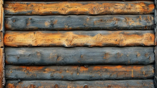 Log siding or clapboard textures a building.