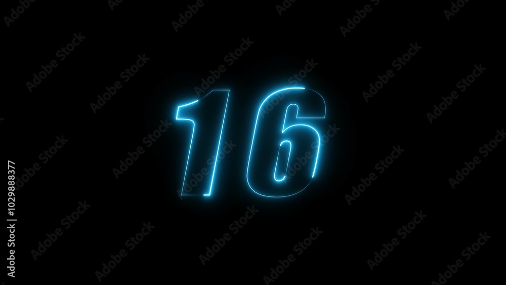 Neon countdown timer number illustration. Neon countdown timer number illustration.