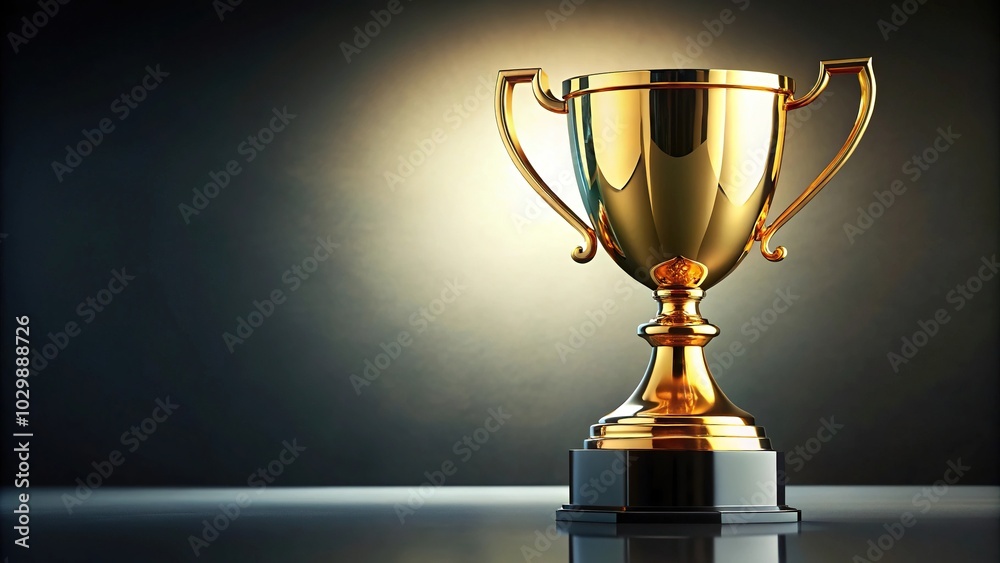 Shiny Gold Trophy with Handles Symbolizing Victory Shiny Gold Trophy with Handles Symbolizing Victory