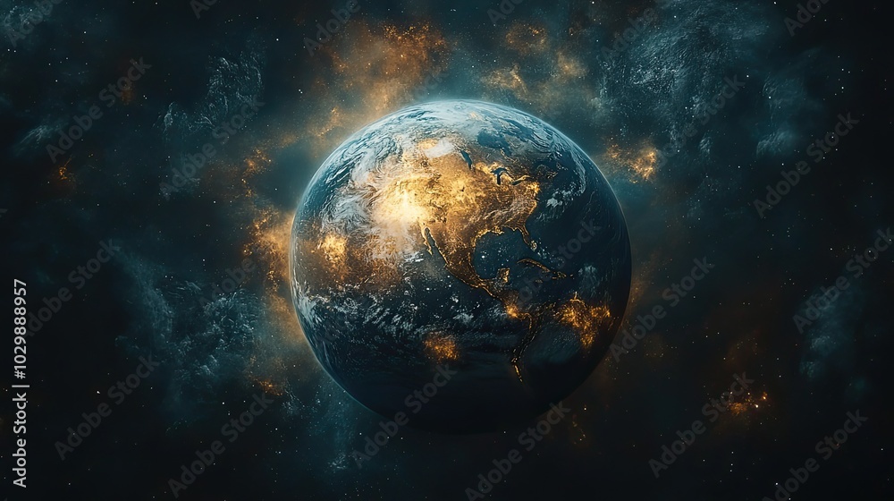Planet Earth amidst the cosmic space. Planet Earth amidst the cosmic space.