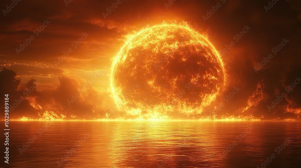 Planet Earth burning under extreme heat portrays the disaster of global warming worldwide. Planet Earth burning under extreme heat portrays the disaster of global warming worldwide.