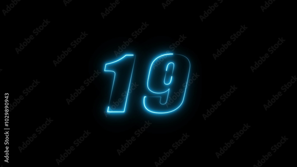 Neon countdown timer number illustration. Neon countdown timer number illustration.