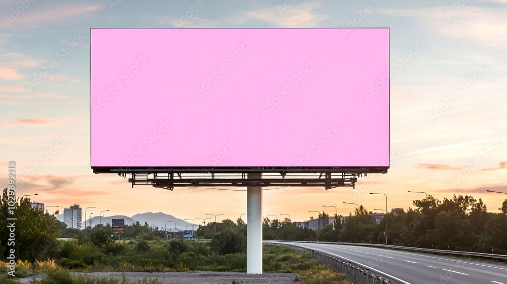 Empty billboard on a rural highway with a sunset sky, ample copy space for text, deep depth of field, Product photography with high resolution, studio lighting, advertising style Empty billboard on a rural highway with a sunset sky, ample copy space for text, deep depth of field, Product photography with high resolution, studio lighting, advertising style