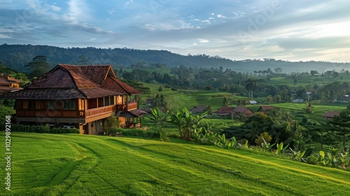 Wooden House in a Lush Landscape