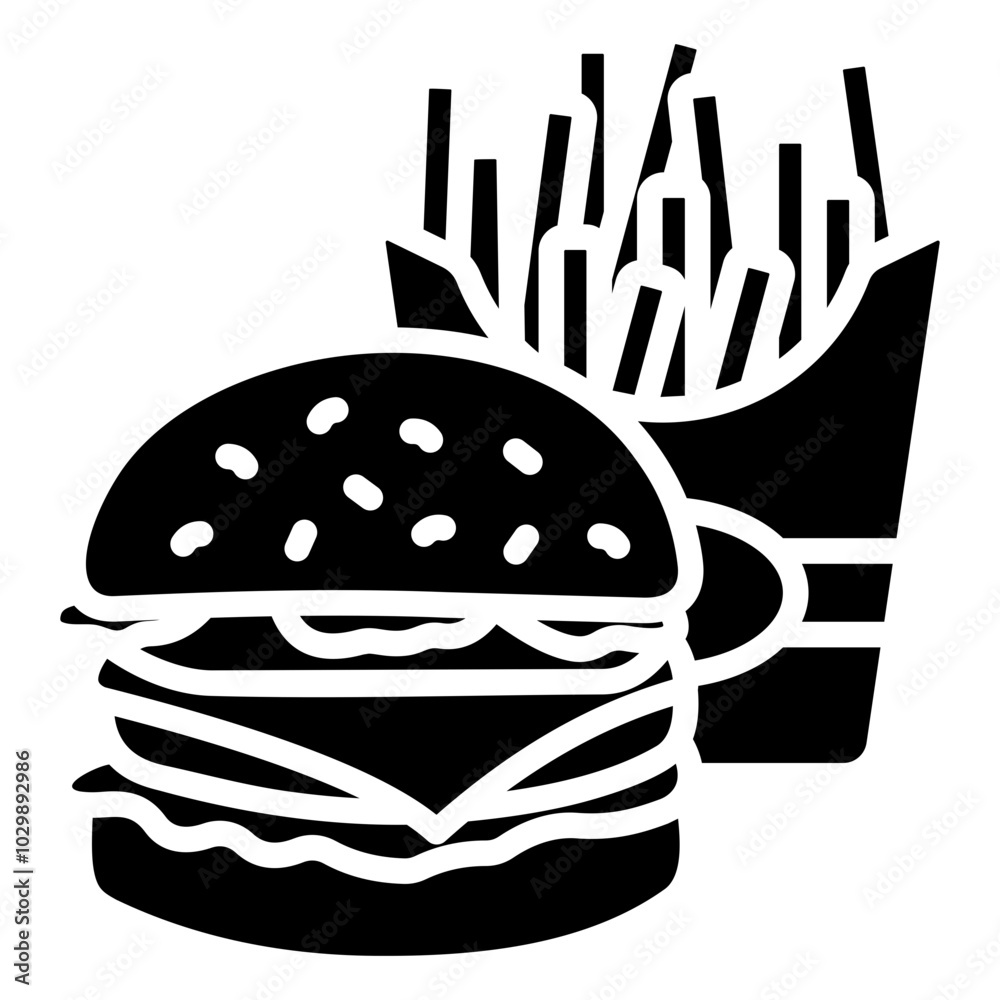 Burger And Fries Icon Element For Design Burger And Fries Icon Element For Design
