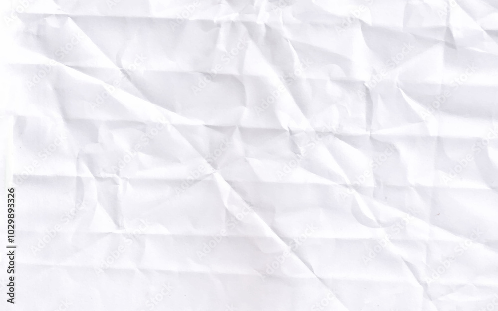 Fototapeta premium Wrinkled paper realistic crumpled texture effect and creases vector. Blank white square paper sticker label isolated on white background.