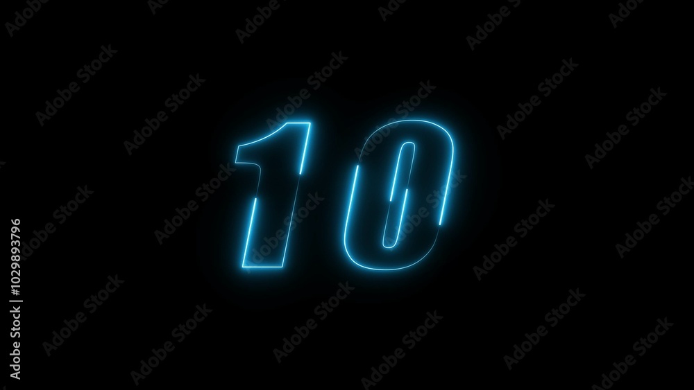 Neon countdown timer number illustration. Neon countdown timer number illustration.