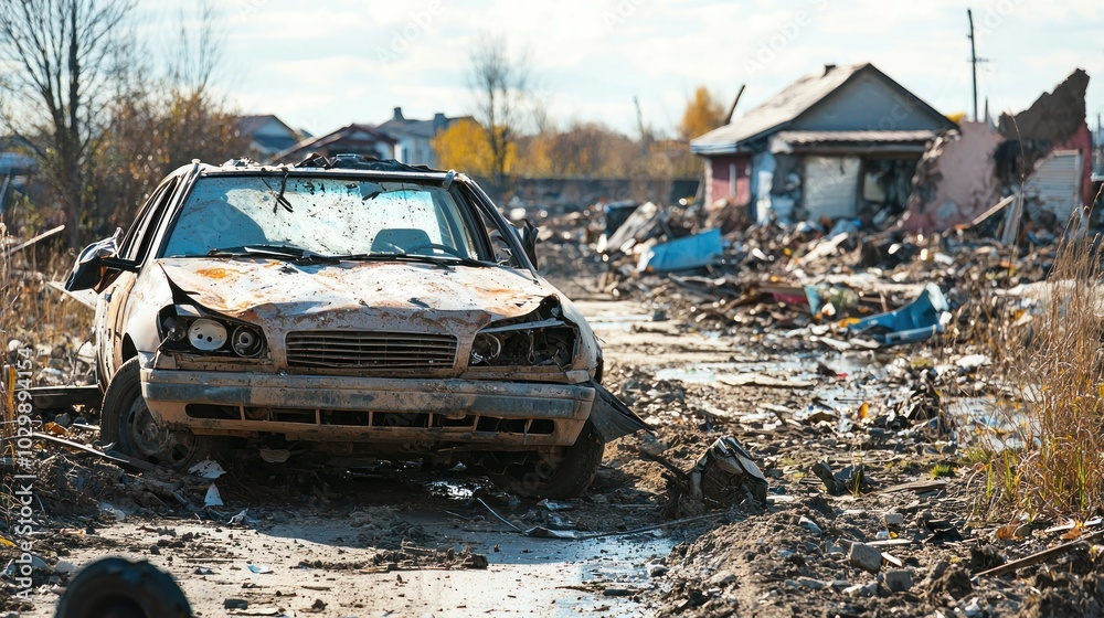 Fototapeta premium Photos showcasing the aftermath of a devastating natural disaster.