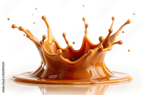 Silhouette caramel splash isolated on white background