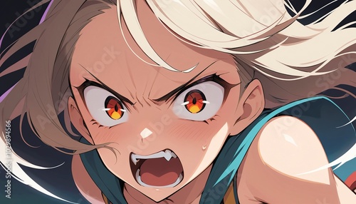 close up of 2 angry anime girls photo