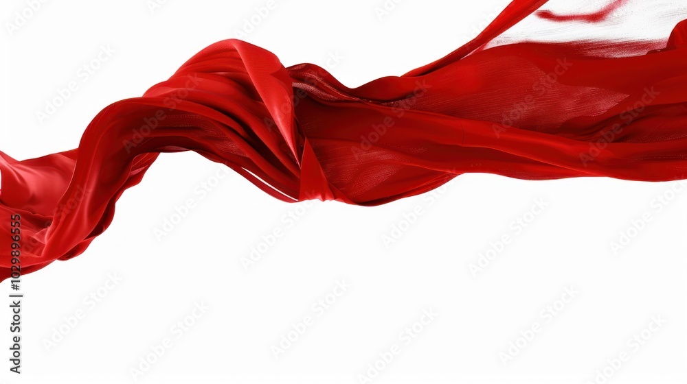 Red Fabric Flowing in the Wind