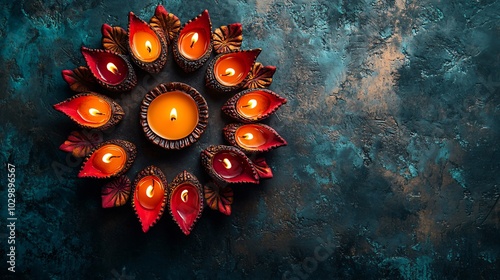 top view of Diwali background wity copy space photo