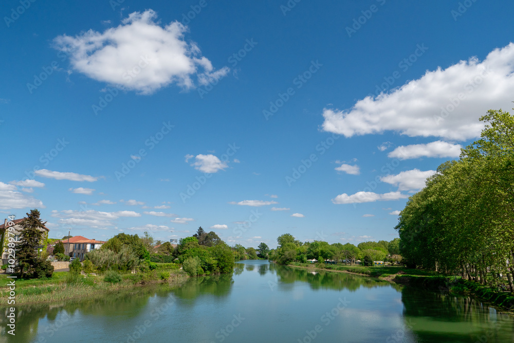 Adour river. New Aquitaine. Les Landes, France Adour river. New Aquitaine. Les Landes, France