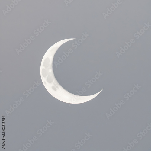 3D crescent moon and stars in the night sky with yellow light against a black background