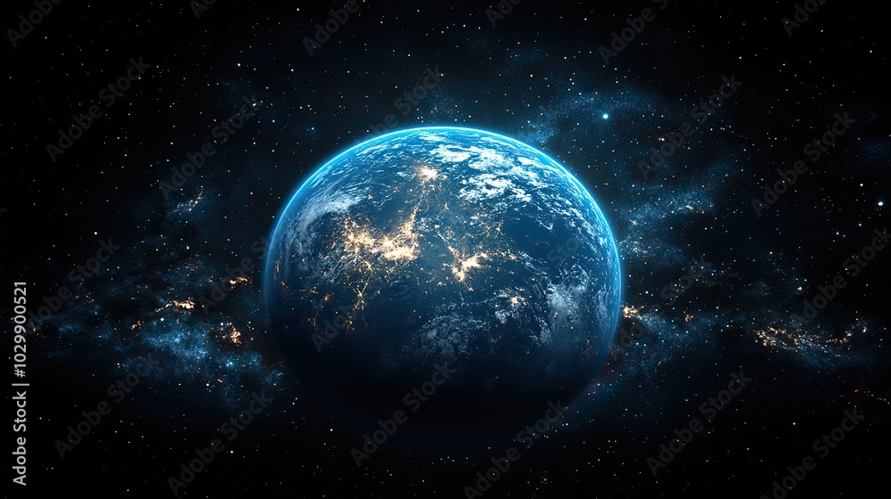 Naklejka premium A digital wallpaper of planet Gaia in a high-definition 8k space setting.