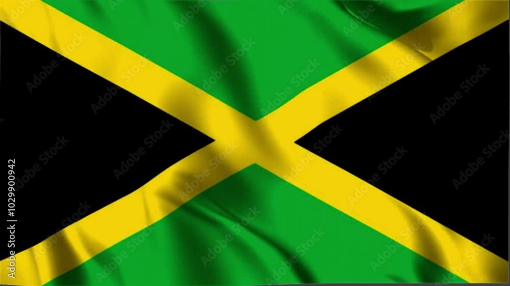 Jamaica waving flag, Jamaica 3D flag, Flag of Jamaica waving Animation, Jamaica waving flag 4K Footage
