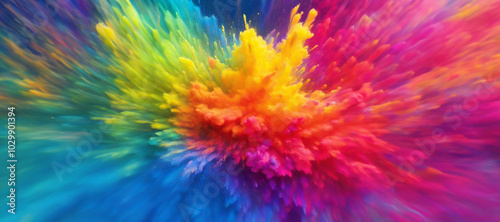 Wallpaper Mural Fluid Fantasia: A Dance of Colors , Smoke splash, neon light, colorful, paint, color powder, rainbow and explosion  Torontodigital.ca