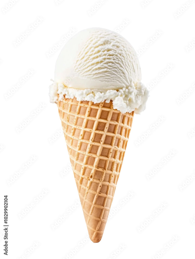 Delicious Creamy Vanilla Ice Cream in a Crispy Waffle Cone Perfect for Summer Treats Delicious Creamy Vanilla Ice Cream in a Crispy Waffle Cone Perfect for Summer Treats