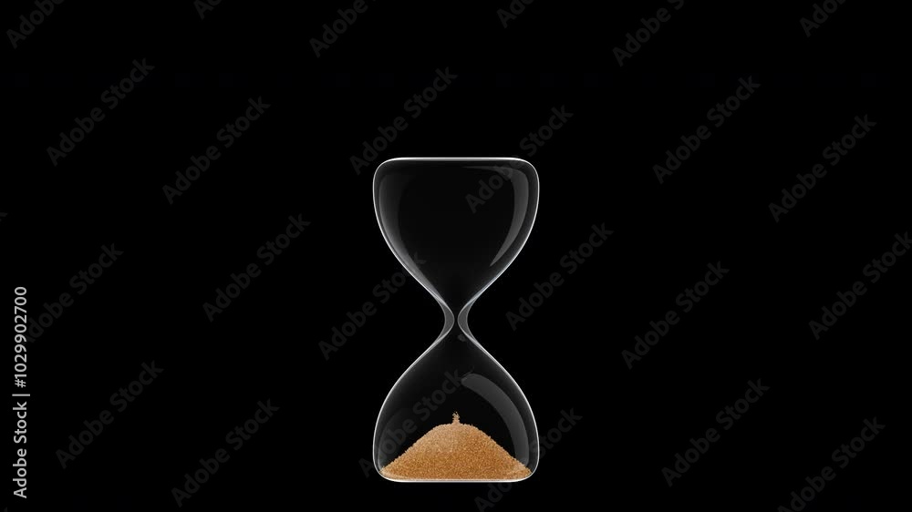 Realistic Hour Glass / Sand Clock in transparent background 5 Seconds Loop