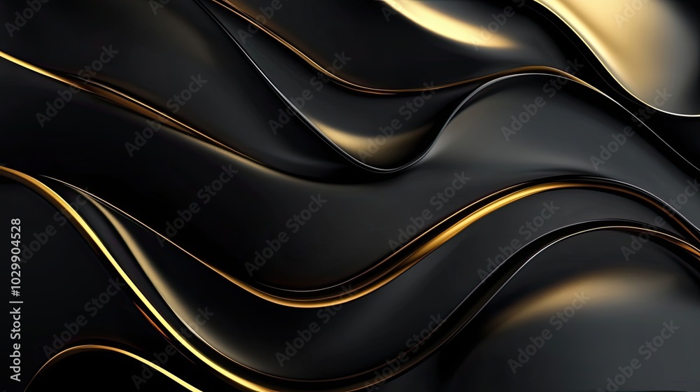 Fototapeta premium Abstract Black and Gold Wavy Design