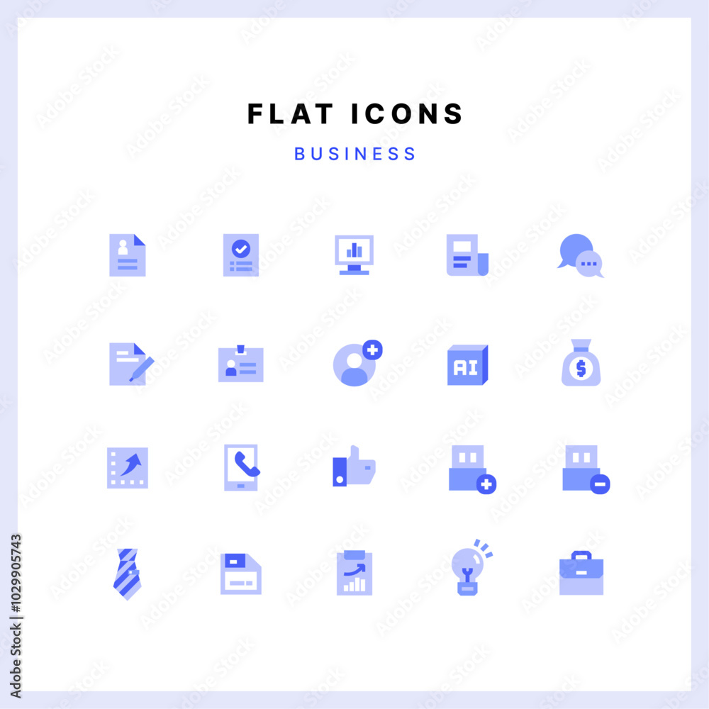 Blue flat icon set Blue flat icon set