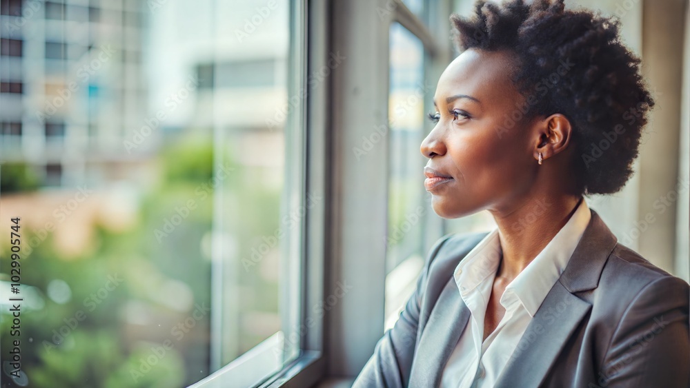 Middle-Aged African Businesswoman Gazing Out the Window
Middle-Aged African Businesswoman Gazing Out the Window