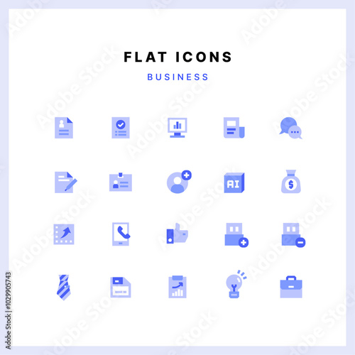 Blue flat icon set