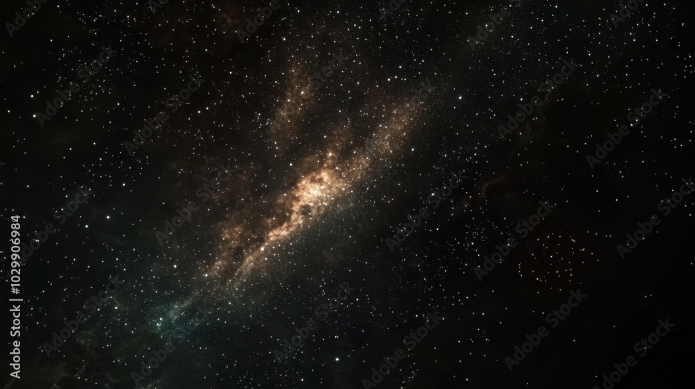 Obraz premium Night sky scene with brilliant stars and the Milky Way galaxy, capturing the vastness of the universe and the beauty of the cosmos
