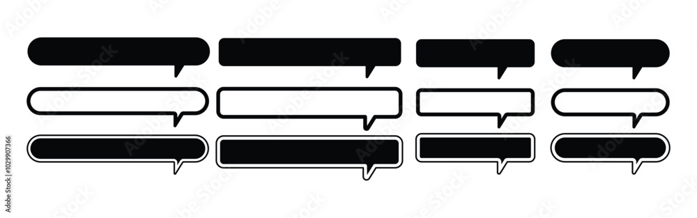 Set of section, title, headline, speech, chatting box, message box outline, elements vector illustration Set of section, title, headline, speech, chatting box, message box outline, elements vector illustration