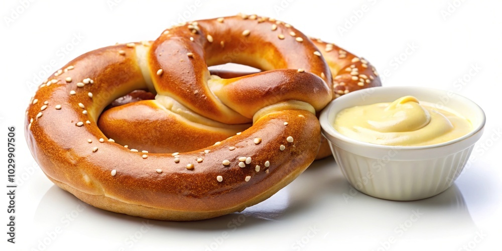 Soft pretzel with cheese sauce