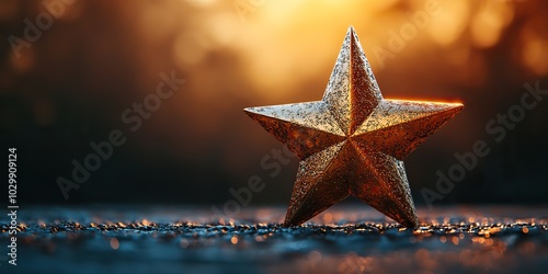 A golden star award symbolizes success and achievement, reflecting honor and recognition.