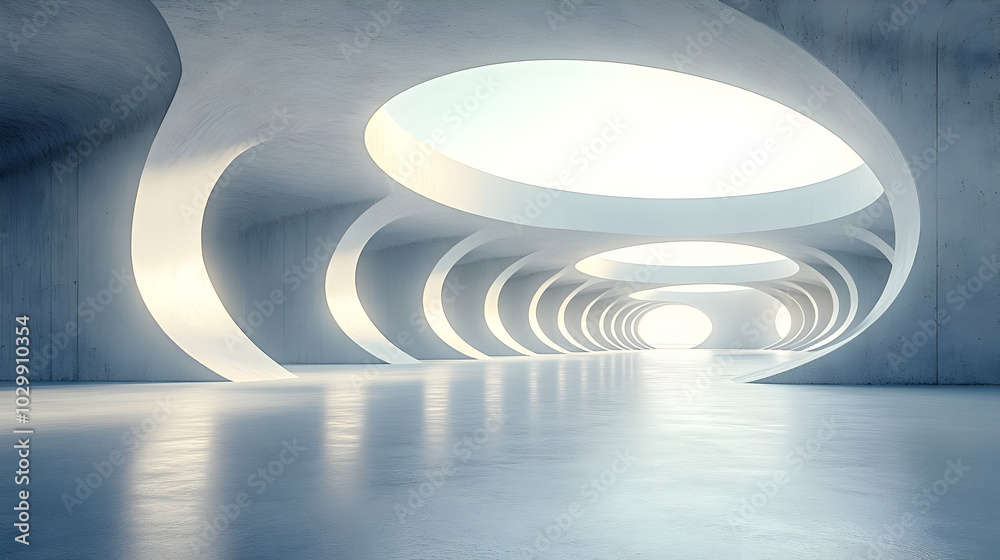 Fototapeta premium Abstract 3D Rendering of a Modern Architectural Structure with Circular Openings