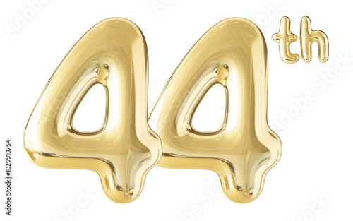 44th Year Anniversary Gold Number 3D photo