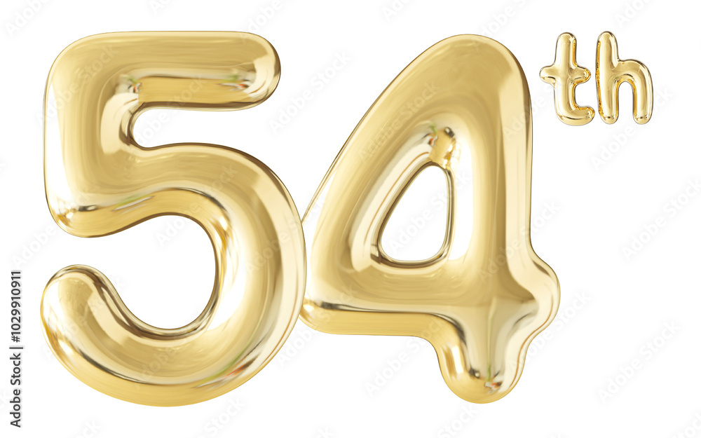 54th Year Anniversary Gold Number 3D 54th Year Anniversary Gold Number 3D
