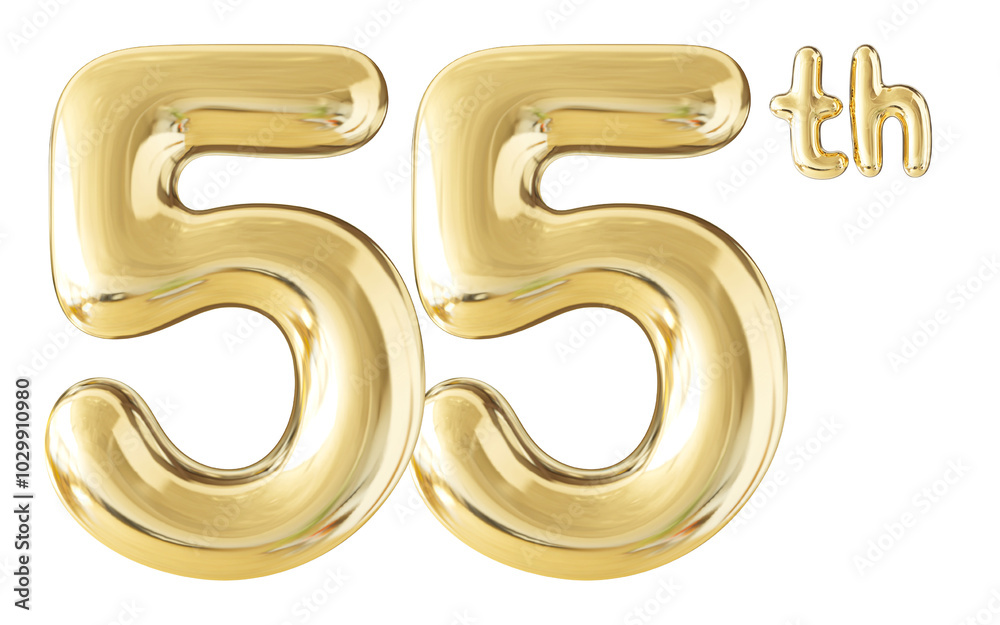 55th Year Anniversary Gold Number 3D 55th Year Anniversary Gold Number 3D