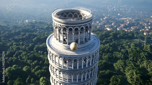 3D Recreated Gravity Experiment Atop the Iconic Leaning Tower of Pisa photo