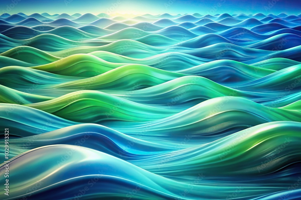 Fototapeta premium Soothing blue and green waves and curves pattern
