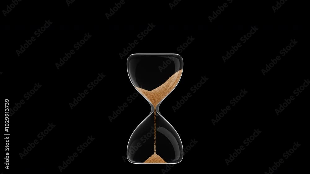 Realistic Hour Glass / Sand Clock in transparent background 30 Seconds Loop