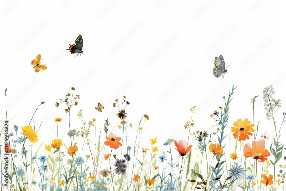 Wildflower meadow: a serene and colorful paradise of nature's tranquility Wildflower meadow: a serene and colorful paradise of nature's tranquility