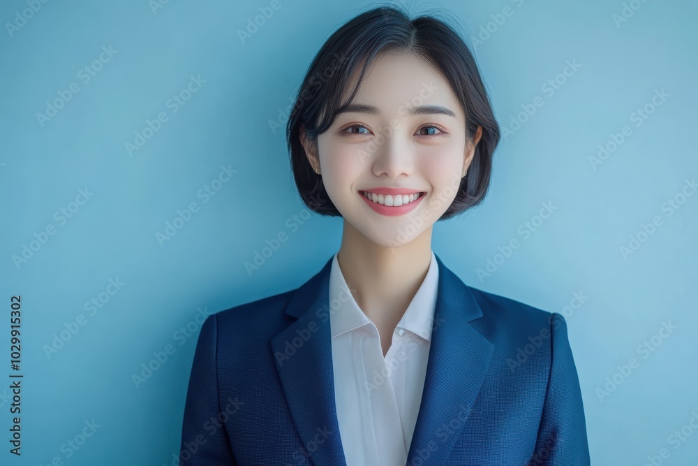 Ambitious and assertive Asian businesswoman in a blue suit, displaying a focused and determined expression. She projects confidence and authority, ready to take on leadership roles. Ambitious and assertive Asian businesswoman in a blue suit, displaying a focused and determined expression. She projects confidence and authority, ready to take on leadership roles.