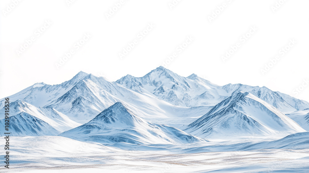 Winter landscape showcasing majestic snow-covered mountains under a clear sky Winter landscape showcasing majestic snow-covered mountains under a clear sky