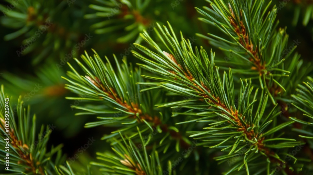 Close-up of Pine Tree Branch with Green Needles Close-up of Pine Tree Branch with Green Needles