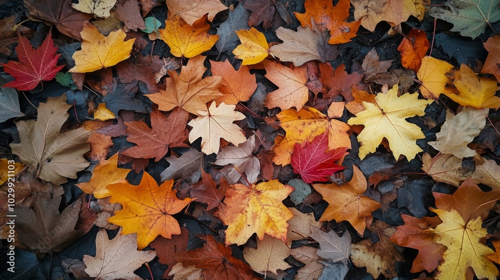A Close-up of Fallen Autumn Leaves on the Ground A Close-up of Fallen Autumn Leaves on the Ground