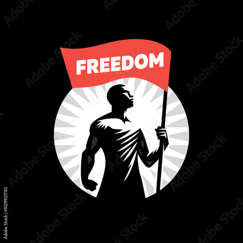 Protest man. People protest with a flag and a fist