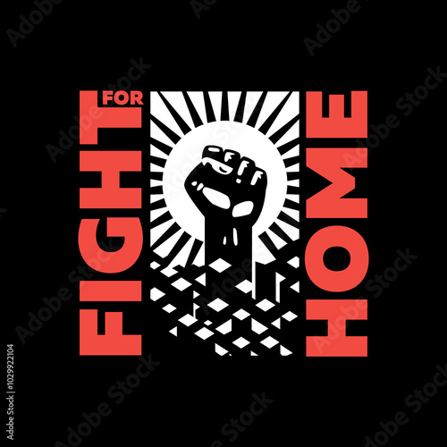 Fist. Fight emblem or label. Cartoon vector illustration