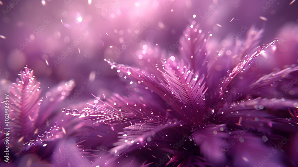 Purple Plant with Dew Drops Abstract Background Purple Plant with Dew Drops Abstract Background