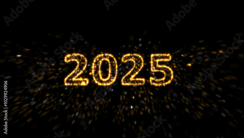 2025 new year background on dark. 3d rendering