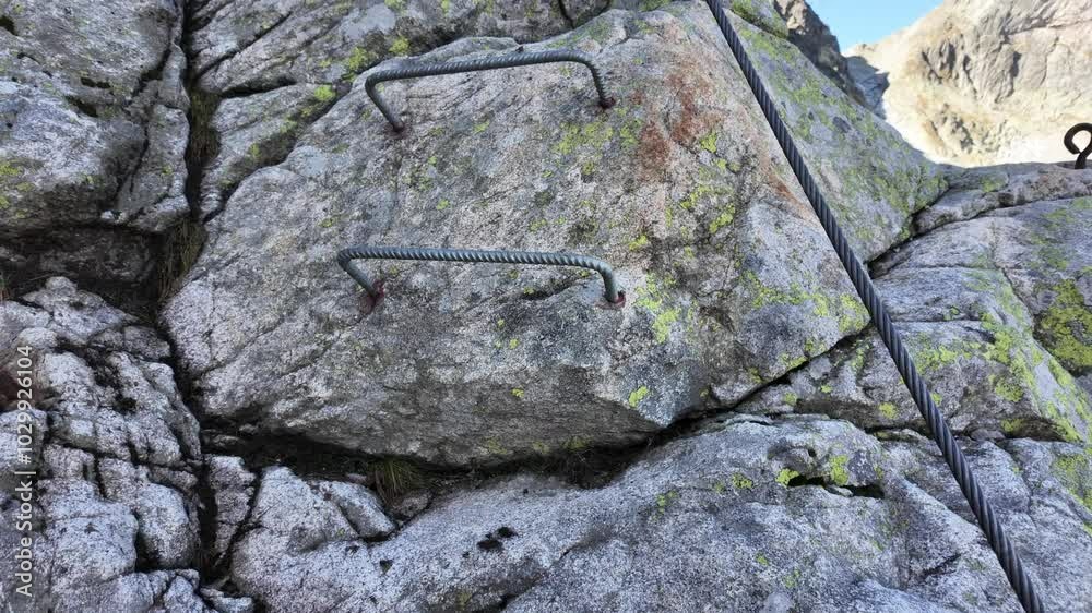 High Tatras, hiking trail with ladders and chains. Mountains in Slovakia. High Tatras, hiking trail with ladders and chains. Mountains in Slovakia.