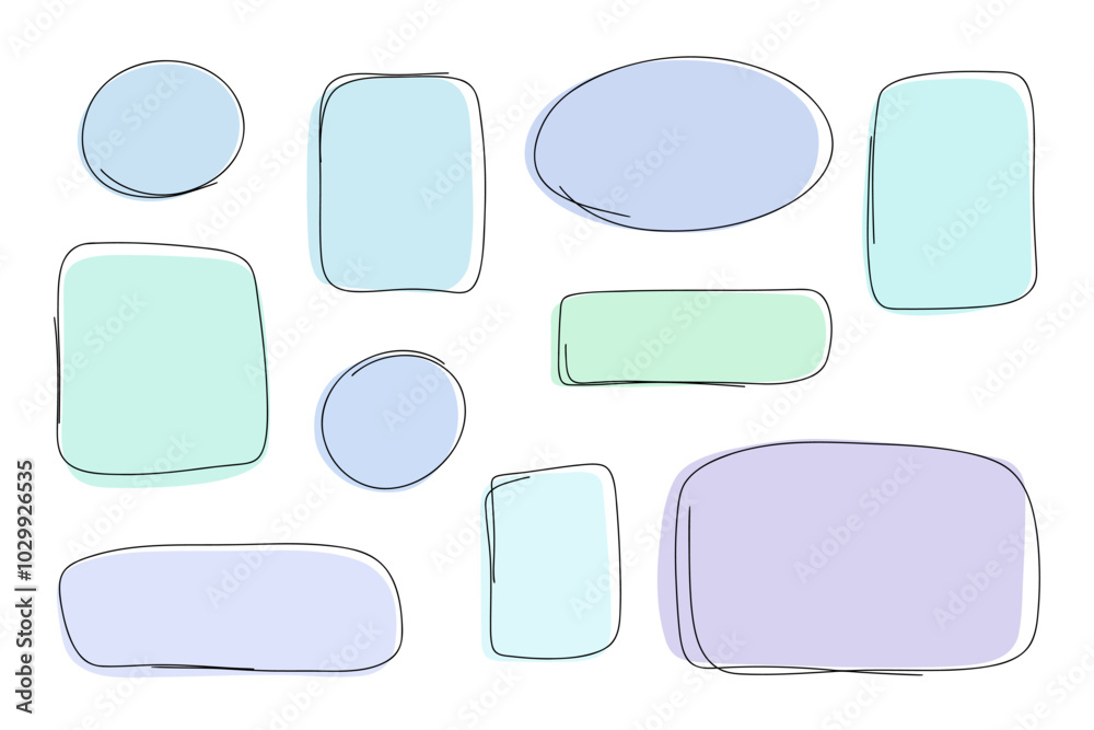 A set of graphic, hand-drawn, multicolored text boxes. Abstract flat, free frames, doodle-style contour spots, vector. Decorative element for design with text, decoration, decoration. A set of graphic, hand-drawn, multicolored text boxes. Abstract flat, free frames, doodle-style contour spots, vector. Decorative element for design with text, decoration, decoration.