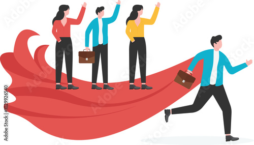 Business concept vector illustration. Team, leader, superior ability concept. Elements are layered separately in vector file.